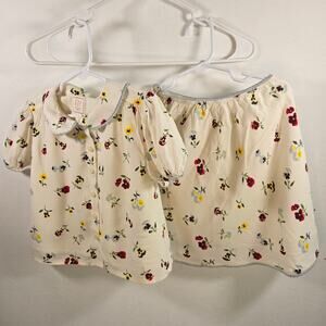 Gap Doen Girls Floral Elastic Waist Skirt And Button Up Shirt Set Size S. 6-7